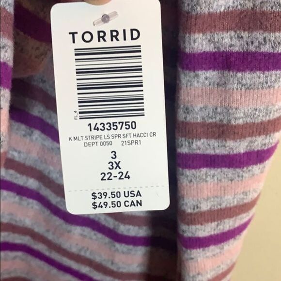 Torrid Super Soft Striped Multi Coloured Top - Picture 5 of 6